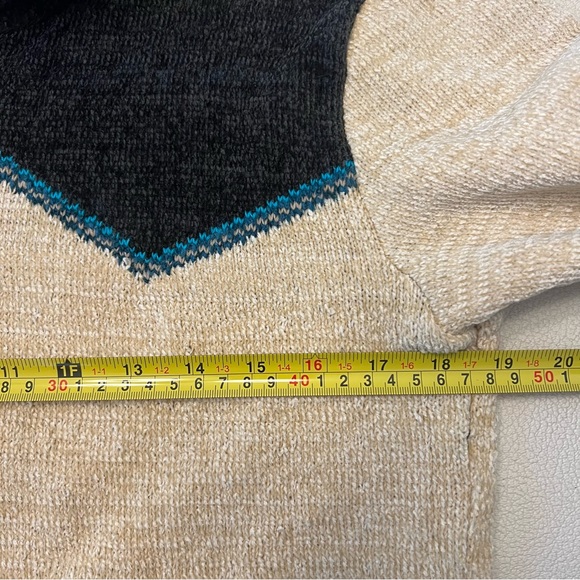 Vintage Wrangler Zip Chenille Sweater Jacket M Tan Blue Horseshoe Detail at Hem - Picture 6 of 7